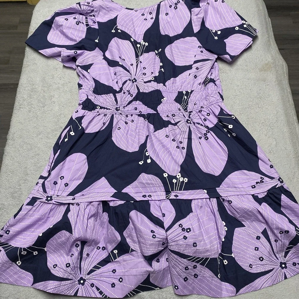 Anthropologie Navy and Lavender Floral Tiered Dress - Picture 3 of 8
